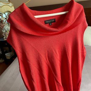 Red sleeveless Jones New York top with folded neck, size 2X.